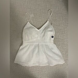 White tie back peplum tank